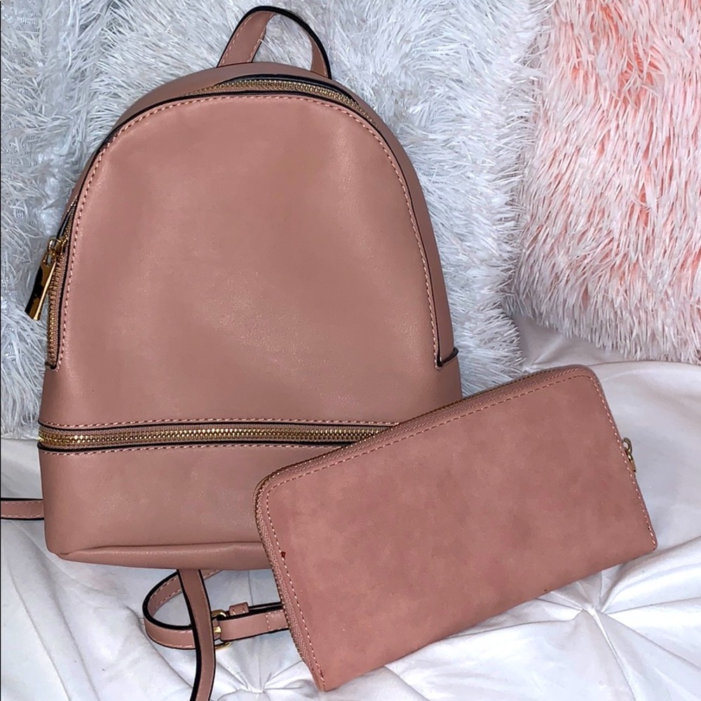 Small Pink Backpack with Matching Wallet